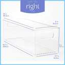 primebox Plastic Food Storage 6 Pack Clear Container Bin with Handles for Organizing Kitchen, Pantry, Refrigerator, Freezer, Pantry, Cabinet, Closet, Bathroom. 16x6x5