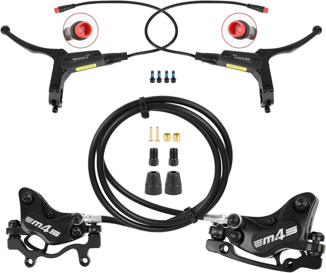 JFOYH 4-Pistons E-Bike Hydraulic Disc Brakes Set for Elecric Bike with Power-Off Sensor, Ebike Hydraulic Brake Upgrade kit with 2-PIN Power-Off Sensor Male Connector JFOYH 4-Pistons E-Bike Hydraulic Disc Brakes Set for Elecric Bike with Power-Off Sensor, Ebike Hydraulic Brake Upgrade kit with 2-PIN Power-Off Sensor Male Connector