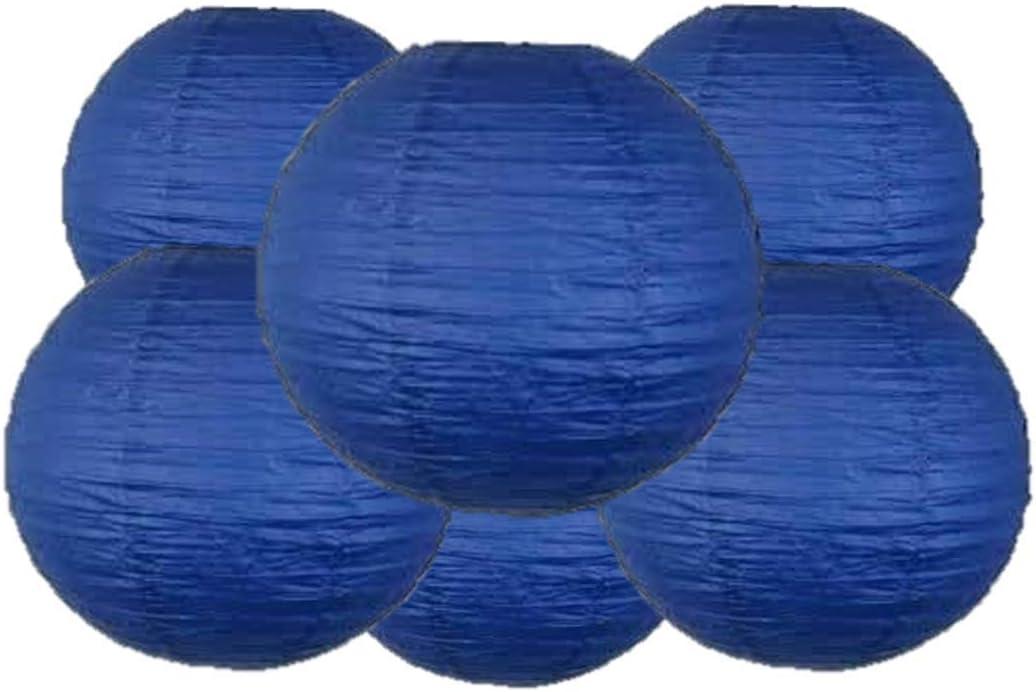 Pack Of 6 Round Paper Lanterns Lamp Wedding Birthday Party Decoration (Royal Blue, 4"/10CM)