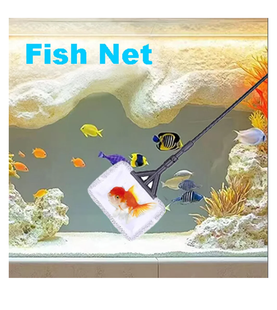 Carefree Fish 2IN1 Aquarium Cleaning Tools Long Handle Adjustable Length 18~24Inch Fish Tank Cleaner Kit Alage Scraper Scrubber Brushes Set