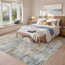 9x12 Area Rug for Living Room Washable Abstract Blue Brown Carpet