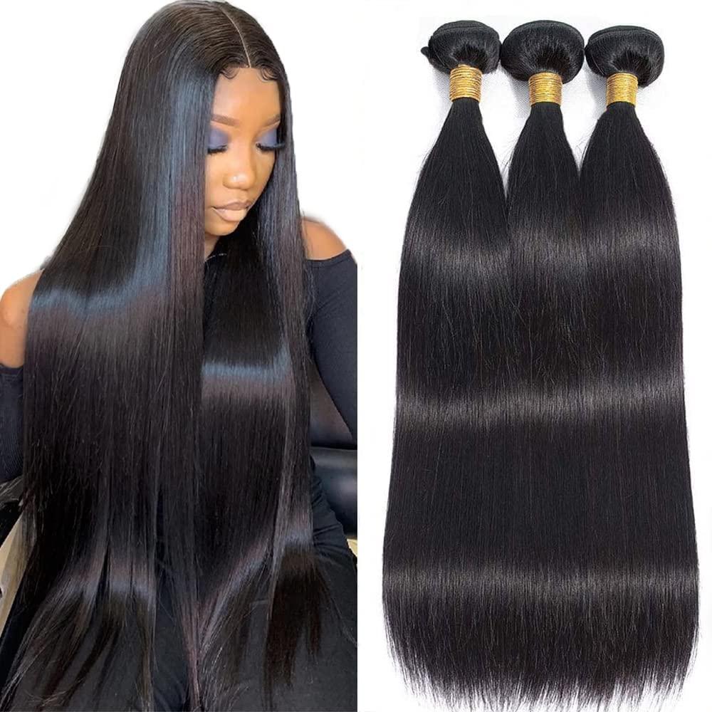 10A Brazilian Straight Human Hair Bundles 10 12 14 Inch 100% Unprocessed Virgin Straight Weave 3 Bundles Deals Human Hair