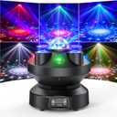 DJ Strobe Party Lights,RGBW 3in1 LEDs Disco Ball Lights Rotatable 540 Rave Light Room Party Lighting Indoor Professional Sound Activated DMX Stage Light for Parties Club Home Bar Birthday KTV (Black)