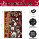 Winter Christmas House Flag 28x40 Inch Double Sided Outside, Welcome Dried Flowers Pine Cone Branch Red Berry Cotton Xmas Holiday Outdoor Seasonal Garden Yard Decoration