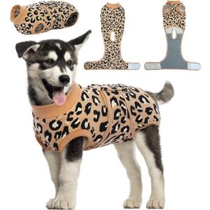 Kuoser Dog Recovery Suit for Dogs After Surgery,Professional Surgical Onesie for Female Male Dogs Spay Neuter,Soft Dog Surgery Suit Bodysuit for Abdominal Wounds Skin Disease,Coffee Leopard XS (X-Small (Back: 8.3" - 11.4"; Weight: 4 - 7LB))