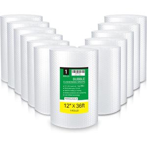 WANGUAGUA Bubble Packing Wrap, Carton of 12 Rolls 12 Inch x 36 ft