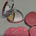 6 Pack Sparkly Pokect Heart Mirror Travel Compact Magnifying Folding Mirror for Purse Mini Vanity Cosmetic Lashes Makeup Double-Sided Cute Glitter Pink