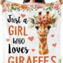 Levens Giraffe Blanket 50"x60" Giraffe Gifts for Women Girls, Just a Girl Who Loves Giraffes Throw Blankets Funny Giraffes Stuff Animal Soft Cozy Lightweight Flannel Blanket Decor for Couch Sofa Bed