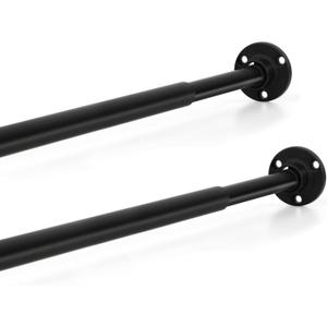 TYRON Mini Thin Closet Rods for Hanging Clothes, 1/2" Diameter,12 to 18 In. Adjustable Closet Rod, Metal Closet Bar Hanging Rod for Baby Kids Closet, Small Space (Black,2 Pcs)