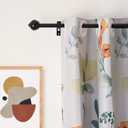 3/4" Standard Decorative Adjustable Curtain Rod,Heavy Duty Curtain Rods Set for Windows,30 To 122 Inch, Black