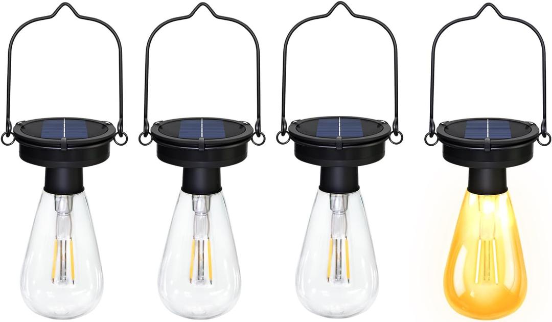 4 Pack Replacement Solar Light Tops,3.23in Solar Hanging Lantern Replacement Parts Outdoor Light Bulbs ,Small Waterproof Lantern for Outside Garden Patio Decor,DIY Gifts