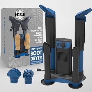 KeepDry Forced Heat Boot Dryer - Heavy Duty Shoe Dryer with Heat Switch & Timer - Quickly Dry Garments - Collapsible Drying Tubes KeepDry Forced Heat Boot Dryer - Heavy Duty Shoe Dryer with Heat Switch & Timer - Quickly Dry Garments - Collapsible Drying Tubes