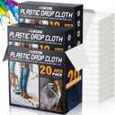 12 x 9 Ft Plastic Sheet Drop Cloths (20-Pack) - Disposable Painter's Sheeting & Tarps for Painting, Waterproof Painting Supplies, Dust Cover for Furniture/Couch/Floor Protection