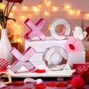 Thyle 4pcs Disco Valentines Day Decor Mirror Red Pink Silver Love Table Centerpiece 3.94 Inches Romantic Tiered Tray Decor Valentine's Tabletop Sign for Home Shelf Mantel Wedding Party(Pink, Silver)