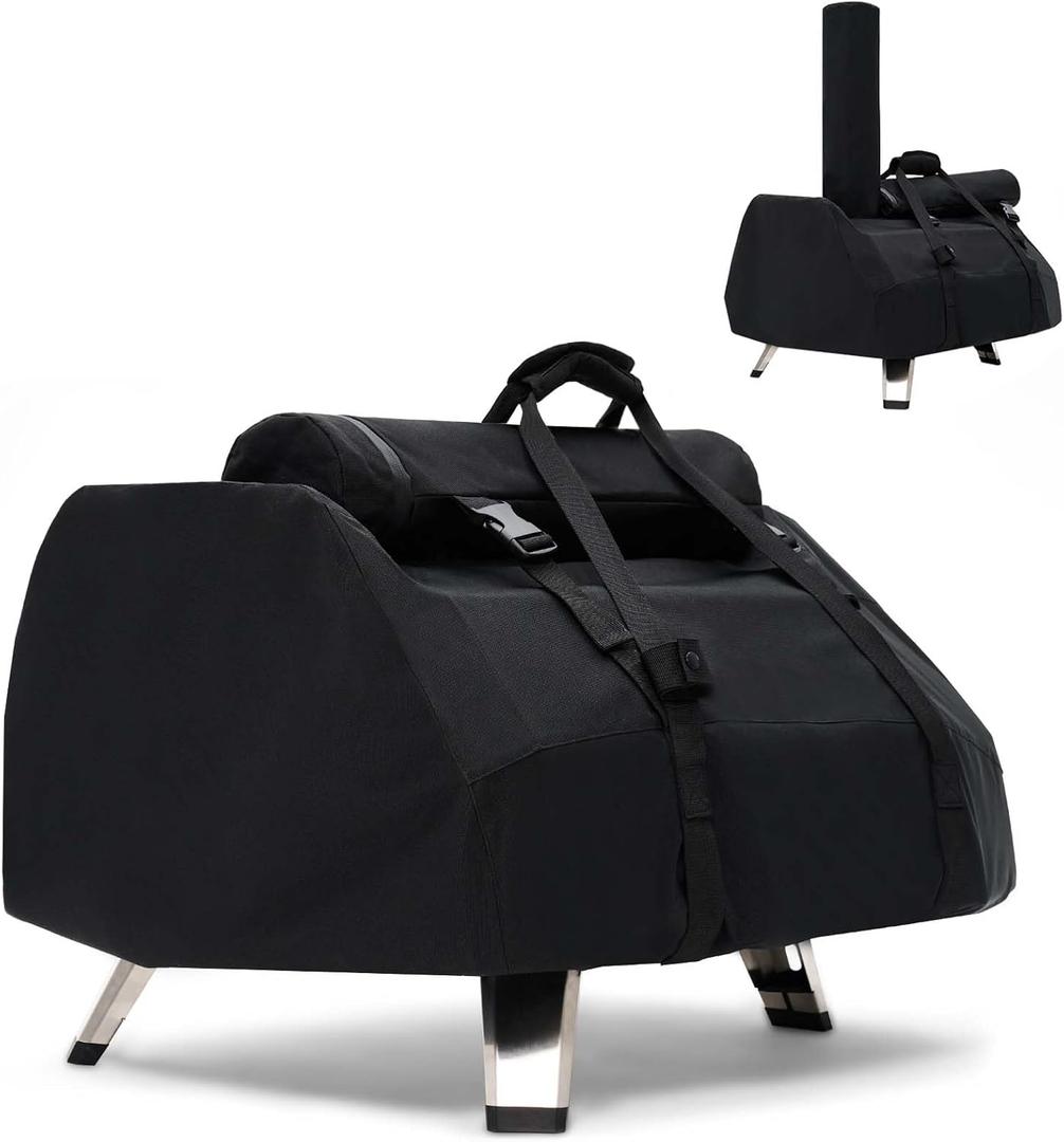 NOELIFE Carry Cover for Ooni Karu 2 Pro and Karu 16 Pizza Oven, Accessories for Ooni 16, Waterproof Pizza Maker Cover with Seperate Chimney Bag, with Bottom Straps for Fixation (Oven Not Included) (Black)