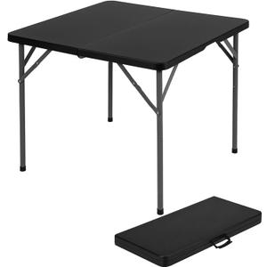 BestOffice Outdoor 34" Folding Card Table Plastic Table Portable Square Height Dining Table Perfect for Picnics,Parties,Party and Camping, Black