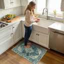 RELEANY Area Rugs 2'x3' Kitchen Rugs Entry Rug Small Rugs for Entryway Kitchen Bathroom Door Mat Indoor Entrance,Washable Non Slip, Dark Blue Vintage