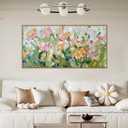 Floral Framed Canvas Wall Art, Nature Wildflower Plant Painting, 40"L x 20"W