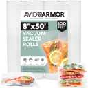 Avid Armor Vacuum Seal Rolls, Vac Seal Bags for Food Storage, Meal Saver Freezer Vacuum Sealer Bags, Sous Vide Bags Vacuum Sealer, Non-BPA Vacuum Sealer Bags, 8 inches by 50 feet, Pack of 2
