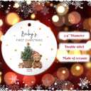 2 x Bear Baby's First Christmas Ornament Gifts for New Parents, 2025 New Baby Ornaments for Christmas Tree, Ceramic