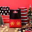 Sinmoe 200 Pcs Plastic Christmas Bags Bulk Christmas Merchandise Gift Bag with Handle 9" x 12" Reusable Xmas Goodie Treat Pouch for Candy Retail Shopping Business Party(Black Red,Mouse)