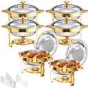 Chafing Dishes Buffet 6 Pack 6QT Gold Stainless Steel Food Warmers
Food-Grade Stainless Steel, 6QT Pans 20% Larger; 3 Serving Forks & Spoons, Stackable, Cordless for Weddings & Outdoor Parties