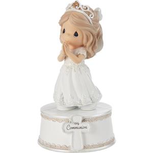 Precious Moments Holy Communion Girl Musical Figurine  Plays The Lords Prayer  First Communion Gift for Girls, Religious Keepsake for Catholic and Christian Faith (Multicolor)
