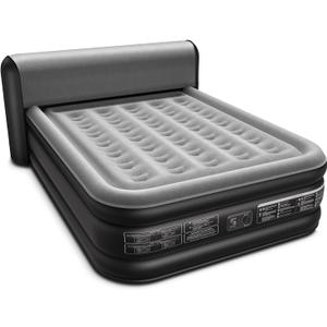 Queen Air Mattress with Built in Pump 18" Raised with 33" Headboard Luxurious Comfort Queen Blow Up Mattress for Home and Guests 3 Minutes Fast Inflate/Deflate 660 lbs Max