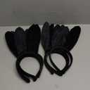 WILLBOND 6 Pieces Halloween Plush Bunny Ears Cute Bunny Headband for All-age Costume Cosplay Easter Christmas (Black)