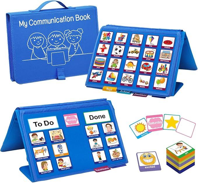 PECS Communication Book for Autism & Nonverbal Kids - 196 Picture Cards for Speech Therapy, Visual Behavior Aid with Emotion & Daily Learning, Special Education Materials for Home & School
