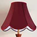 GO&SO Burgundy Scalloped Lamp Shade Bell Lamp Shades Petal Edge Braid,6"Top x 13"Bottom x 10.6"High (Spider) Table Lamp Shade Modern Floor Lamp Shade Replacement,Faux Silk Lampshades -Easy Assembly (Red)