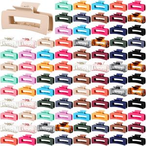 Hoteam 36 Pcs 4.1 Inch Large Hair Claw Clips Bulk Rectangular Big Hair Claws Matte Nonslip Banana Clip Strong Hold Plastic Barrettes for Women Gifts Accessories, 18 Colors