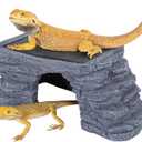 REPTI ZOO Large Bearded Dragon Basking Platform, 12.5x7x5 inch Gecko Hide Cave with Heat Storage Slate Stone, Reptile Basking Rock Climing Hideout for Leopard Crested Gecko Lizard Turtle