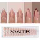 BTArtboxnails XCOATTIPS Fall Press on Nails - French Tip Press on Nails, Medium Almond Nail Tips False Nails, Skin Tones Soft Gel Nails, Soak Off Acrylic Fake Nails Art Extensions