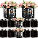 Spiareal 6 Pcs Graduation Photo Centerpieces for Table Class of 2026 Graduation Decorations 6 Inch Picture Display Frame Hollow Picture Props Box for 2026 Congrats Grad Party Favors(Black)
