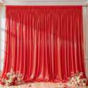 Red Satin Backdrop Curtains 2 Panels - Glitter Photo Drapes for Baby Shower, 10x10FT Shimmer Back Drop Cloth, Wrinkle Free for Birthday Party Prom Holiday Stage Background, 5ftx10ft