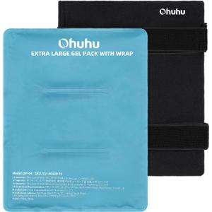 Ice Packs for Injuries: Ohuhu XL Reusable Ice Packs with Wrap 14" X 11" Hot Cold Gel Ice Pack Flexible Pain Relief for Shoulder Knee Back Hip Aches Injury-Light Blue
