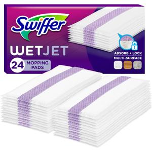 Swiffer WetJet Hardwood Floor Cleaner Spray Mop Pad Refill, Bathroom Cleaning Supplies, Hardwood Floor Cleaner, Multi Surface, 24 Count