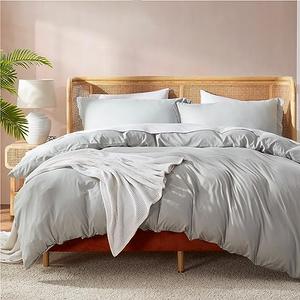 Nestl Light Grey California King Duvet Cover Sets - Soft Double Brushed Cal King Duvet Cover, 3 Piece, with Button Closure, 1 Duvet Cover 104x98 inches and 2 Pillow Shams