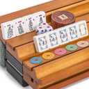 Yellow Mountain Imports American Mahjong Set “Celestial Harmony” Intricately Detailed Carved Tiles, Green Soft Case, Wooden Racks with Pushers, Dice, Wind Indicator & Wright Patterson Scoring Coins