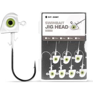 OJY&DOIIIY Swimbait Jig Heads with Chartreuse Fish Eye, 1/8 3/16 1/4 3/8 1/2oz Jigheads for Freshwater&Saltwater Fishing 10/15 Pack