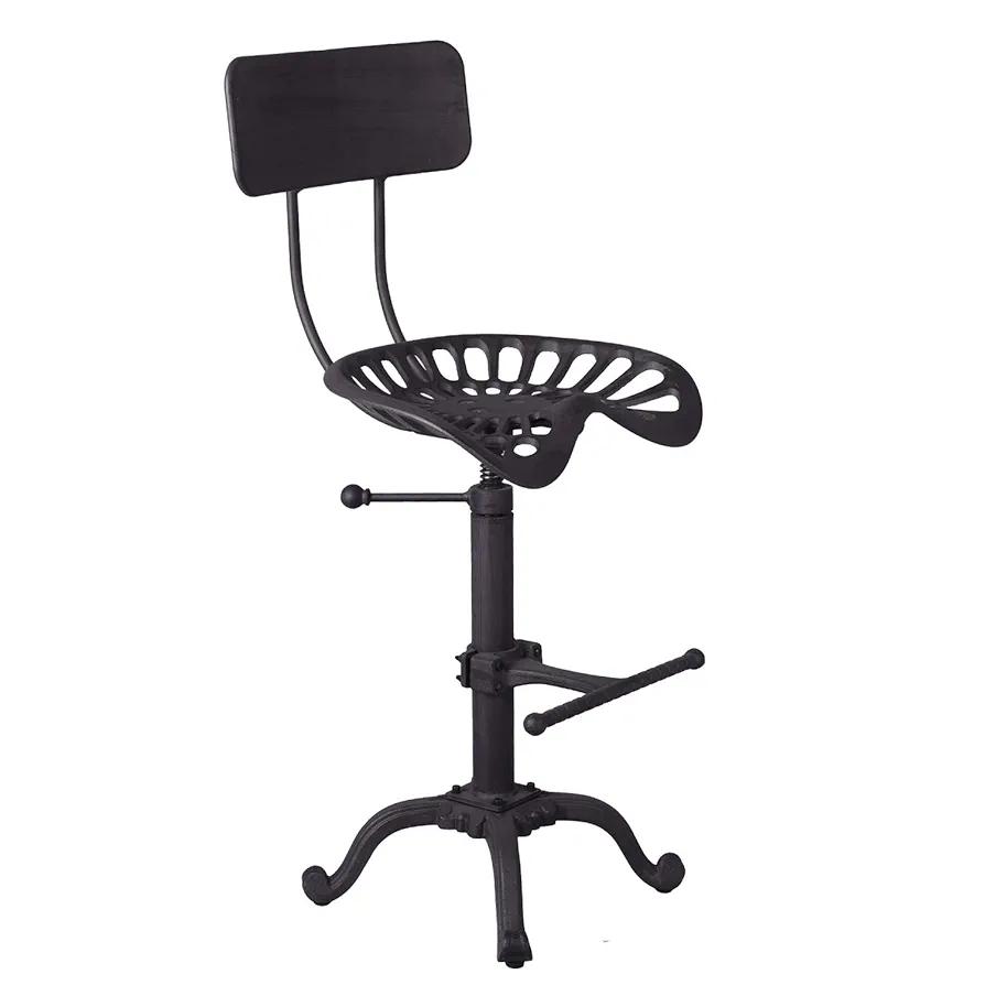 Diwhy Industrial Design Metal Adjustable Height Backrest Chair Vintage Tractor Saddle Bar Stool (Copper)