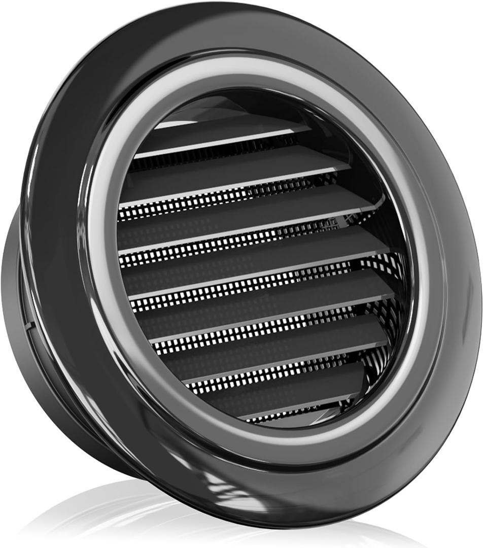 HG Power 6 inch Soffit Vent, ABS Black Air Vent Cover, Louver Soffit Exhaust Vent with Built-in Screen Mesh for Bathroom, Kitchen, Attic, Garage Ventilation, 150mm