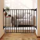 Babelio 27-45" No Bottom Bar Baby/Dog Gate with Easy Installation, 2-in-1 Auto Close Design, Suitable for The House, Stairs, and Doorways, Safety Pet Gates with Large Walk-Thru Door, Black