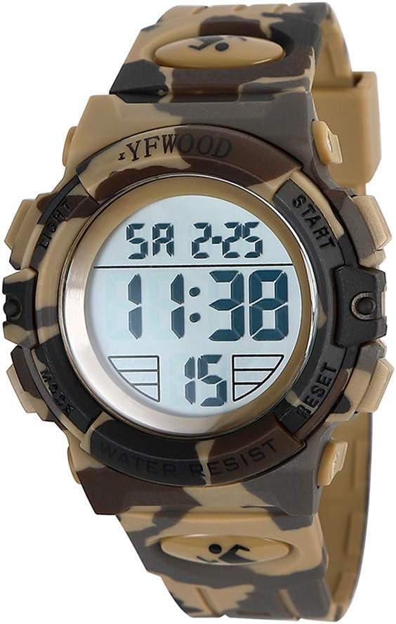 YFWOOD Kids Digital Watch Waterproof Outdoor Watches Children Casual Electronic Analog Quartz Wrist Watches with Silicone Band Luminous Alarm Stopwatch for Boys