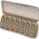 Betife AM PM Pill Organizer 7 Day, Weekly Pill Organizer 2 Times a Day, Daily Pill Box AM PM, Portable Travel Medicine Case, Day and Night Pill Container for Medication, Vitamin or Supplement（Brown）