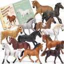12 Pack Plastic Horse Toys Set with Educational Booklet and Gift Box, Realistic Horse Figurines for Toddler 1-3, Pony Party Decoration, Cake Topper, Birthday Holiday for Boy Girl Kid