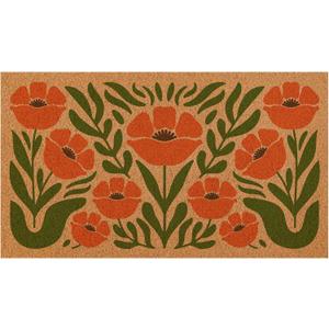 Cute Boho Floral Door Mat Modern Boho Welcome Mat Indoor Outdoor Doormat Mid Century Front Door Mat Outside Entrance 30 x 17 Inches Rug for Entryway, Porch, Patio, Home Decor