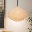 1PC Hanging Lamp shade Oval 20INCH Blended Linen Pendant Lampshade Handmade Hanging Lantern Minimalist White Lamp Decorations Suitable for the Living room Hallway Bedroom and Kitchen