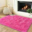 Small Rugs for Bedroom, Fuzzy Throw Rug for Living Room Dorm, Soft Fluffy Bedroom Rug, Non Slip Shag Rugs, Modern Indoor Home Decor Aesthetic, 2x3 Feet, Hot Pink
